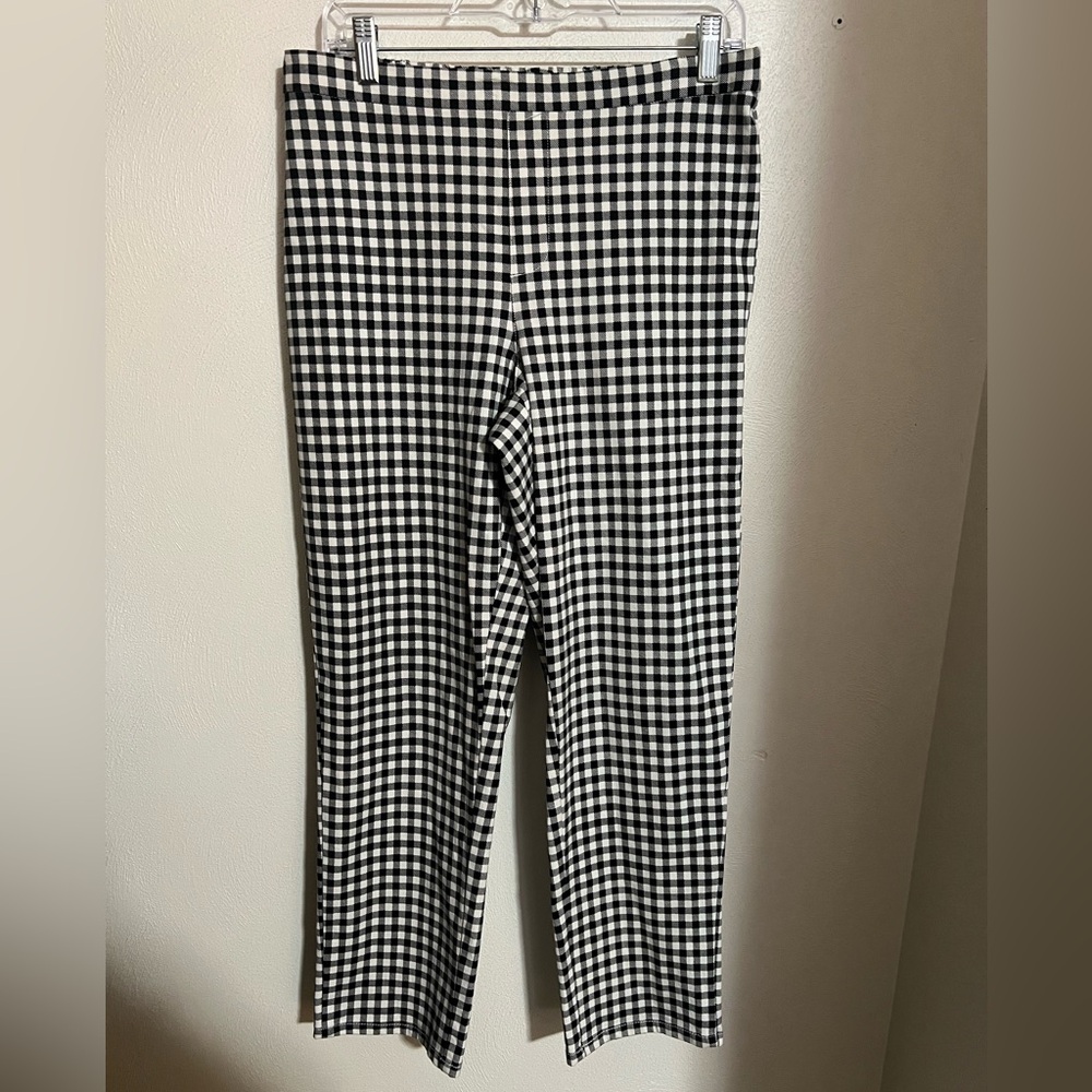 ISAAC MIZRAHI Classic Buffalo Check Printed Dress Pants Black White Women's‎ 12